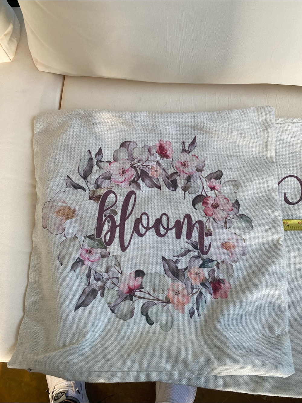 Bloom Floral Wreath Decorative Pillow Cover - Blush & Sage